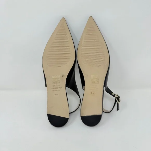 New Stuart Weitzman Ryder Slingback Flat Black Sz 9.5 - Picture 13 of 13